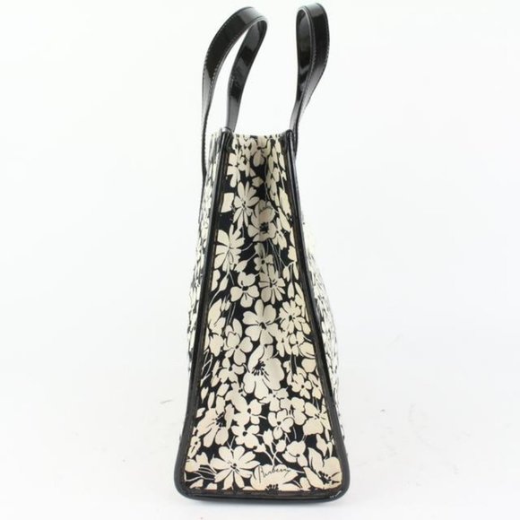 Burberry Black x White Floral Shopper Tote with Nova Check Pouch 922Bur86 - Picture 8 of 12